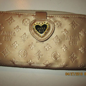 ANNA SUI Gold Zip Around Signature Wallet